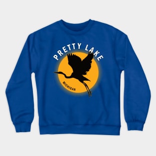 Pretty Lake in Michigan Heron Sunrise Crewneck Sweatshirt